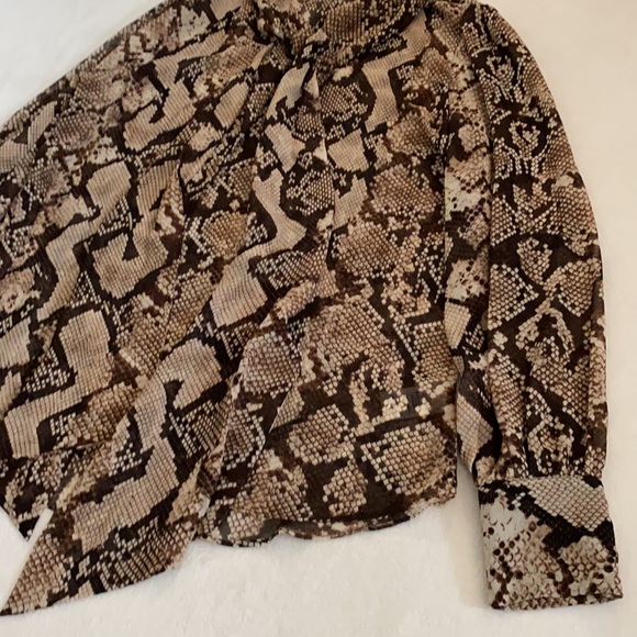 Altuzarra x Target | Snakeskin Pattern Sheer Front Bow Long Sleeve Blouse (L) - Picture 8 of 16